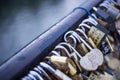 Love lock on a bridge in Paris