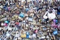 Love lock on a bridge in Paris, France Eternity connection Love symbol.