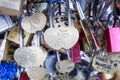 Love lock on a bridge in Paris, France Eternity connection Love symbol.