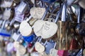 Love lock on a bridge in Paris, France Eternity connection Love symbol.