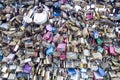 Love lock on a bridge in Paris, France Eternity connection Love symbol.