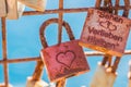 Valentines Day greeting card with love padlocks Royalty Free Stock Photo