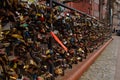 Love lock hung on bridge to represent love and relationship