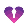 Love lock logo template, heart with key hole symbol, vector icon design illustration Royalty Free Stock Photo