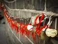 Love lock over great wall of china Royalty Free Stock Photo