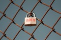 Love lock that reads `i love you` on the fences of the Golden Gate Bridge with a blue sky background, San Francisco, California, U Royalty Free Stock Photo