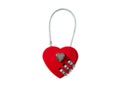 Love locked. Red heart padlock cut out and isolated on white background Royalty Free Stock Photo