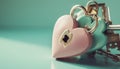 Love locked with elegance, an antique heart shaped padlock decoration generated by AI