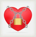 Love locked heart shape with chains