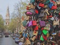 Love locks on Amsterdam bridge