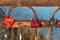 Love Locks on the Bridge across Volga Royalty Free Stock Photo