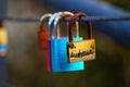 Love locks on a bridge in Marburg, Germany Royalty Free Stock Photo