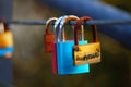 Love locks on a bridge in Marburg, Germany Royalty Free Stock Photo