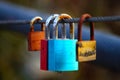 Love locks on a bridge in Marburg, Germany Royalty Free Stock Photo