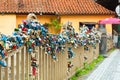 Love locks at bridge in Prague