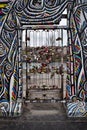 Love locks on a graffiti wall at the East Side Gallery in Berlin Germany Royalty Free Stock Photo