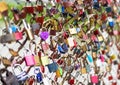 Love locks on Makartsteg bridge over the Salzach River in Salzburg ,Austria Royalty Free Stock Photo