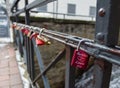 Love locks names europe small bridge winter