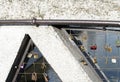 Love locks on naviglia grande bridge in milan Royalty Free Stock Photo