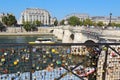 Love locks near the Pont Neuf in Paris, France