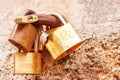 Love locks (padlocks) attached to the bridge in Paris. France. Royalty Free Stock Photo