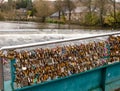 Lovelocks on a bridge over the River Wye in Bakewell, Derbyshire