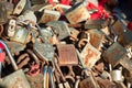 Love locks on Taishan Mountain, China Royalty Free Stock Photo