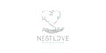 Love logo design vector with creative nest concept