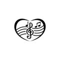 Love logo ornament music vector design illustration