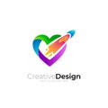 Love logo and rocket design combination Royalty Free Stock Photo