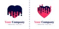 Love logo with the theme of melting and bleeding, melt falling down and up. Templates can be used for corporate, dating apps,