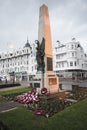 Bexhill War memorial after the ceremony of Remembrance Day