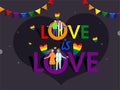 Love is Love concept with illustration of Gay and Lesbian couples.