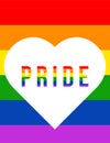 love is love with LGBT flag with a white heart