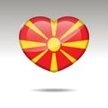 Love Macedonia symbol. Heart flag icon.