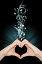 Love magic, hands of heart shape