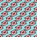 LOVE MAIL Hand Drawn Seamless Pattern Vector Illustration