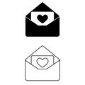 Love Mail icon vector set. Valentines Message illustration sign collection. romantic symbol.