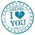 Love mail round stamp. Retro postal style label