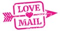 Love mail stamp. Grunge romantic postal label