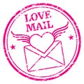 Love mail stamp. Valentine day letter symbol
