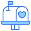 love mailbox, postbox Icon, simple design blue line