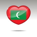 Love MALDIVES symbol. Heart flag icon