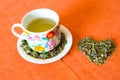 Love for mallow herbal tea cup Royalty Free Stock Photo