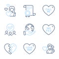 Love, Man love and Break up icons set. Say yes, Call me signs. Romantic people, Divorce, Wedding. Sweetheart. Vector