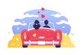 Love of man and woman romantic travelling by car