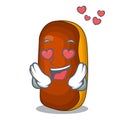 In love mascot cartoon eclair cake color chocolate