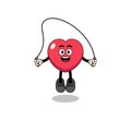 love mascot cartoon is playing skipping rope Royalty Free Stock Photo