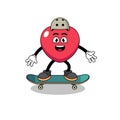 love mascot playing a skateboard