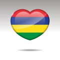 Love MAURITIUS symbol. Heart flag icon.